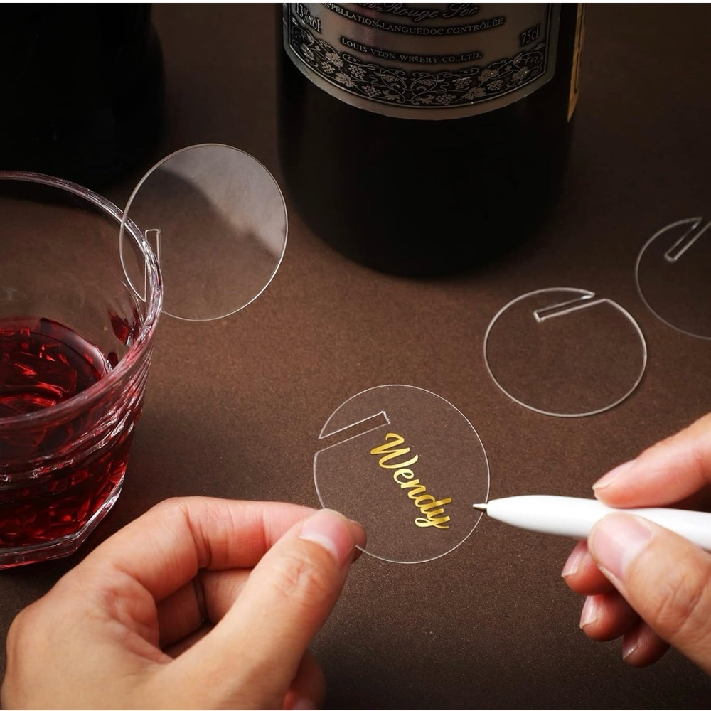 30 Pcs Acrylic Circle Drink Tags